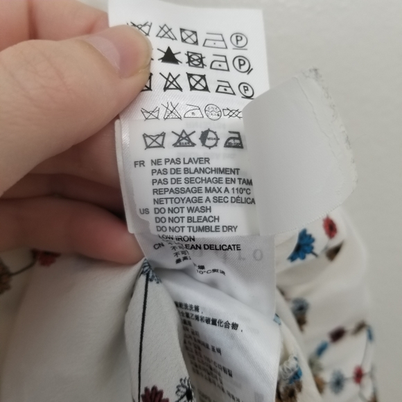 Sandro Floral Peace Sign Mini Dress Silk Sheer Mesh Illusion Neckline NEW - Picture 8 of 9